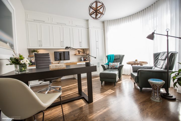 Home office design custom made built in cabinets