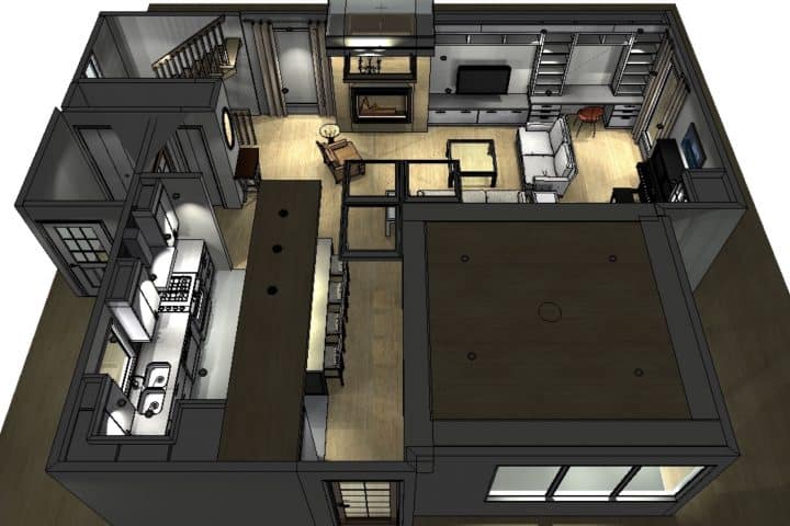 Perspective d'une maison en 3D